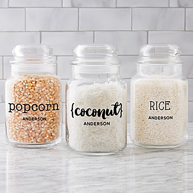 Kitchen Text Personalized Glass Storage Jar. View a larger version of this product image.