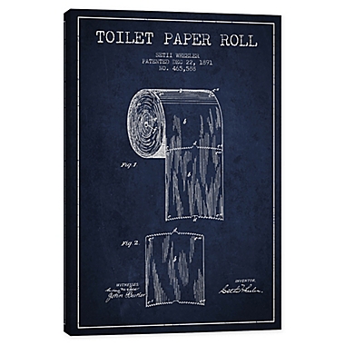 iCanvas Toilet Paper Patent Blueprint Canvas Wall Art in Navy Blue. View a larger version of this product image.