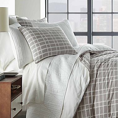 City Scene&reg; Sherman 3-Piece Full/Queen Duvet Cover Set in Grey. View a larger version of this product image.
