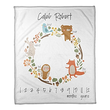 Designs Direct Forest Animals Milestone Throw Blanket in White. View a larger version of this product image.