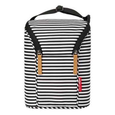 SKIP*HOP&reg; Grab &amp; Go Double Bottle Bag in Black/White. View a larger version of this product image.