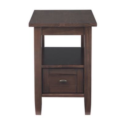 Simpli Home Warm Shaker Solid Wood Narrow Side Table in Tobacco Brown