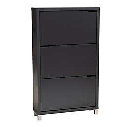 Baxton Studio® Dustin Shoe Cabinet with Fold Out Racks in Grey