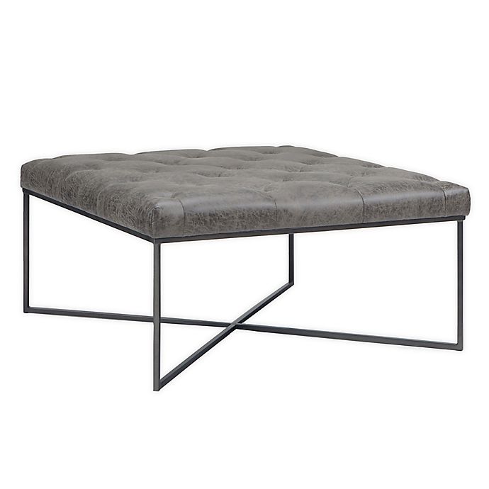 30 Square Distressed Vegan Leather, 30 Inch Distressed Vegan Leather Tufted Coffee Table Ottoman