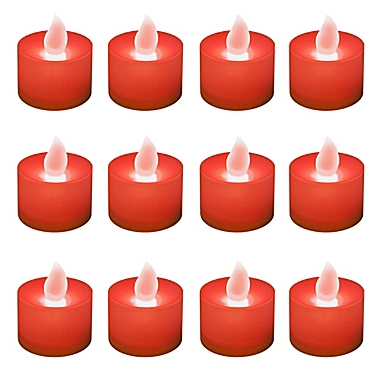 LED Battery Operated Tealight Candles in Red (Set of 12). View a larger version of this product image.