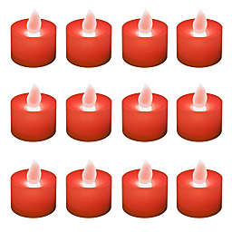 LED Battery Operated Tealight Candles in Red (Set of 12)