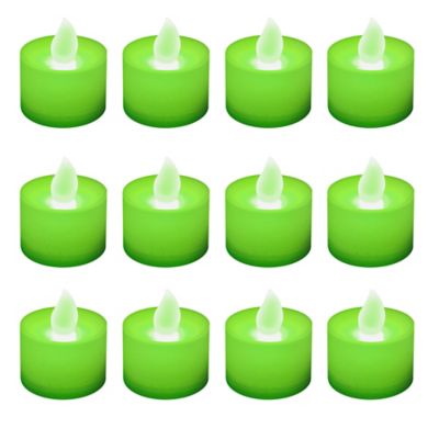 LED Battery Operated Tealight Candles in Green (Set of 12)