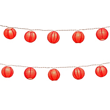 Electric String Light with 3" Red Nylon Lanterns (Set of 10). View a larger version of this product image.