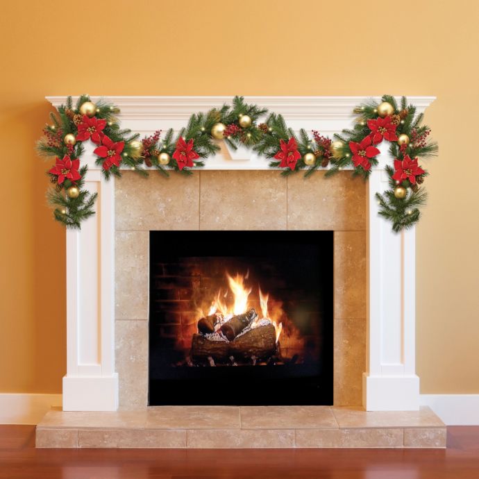 Decorative Collection 9Foot Poinsettia Garland Bed Bath & Beyond