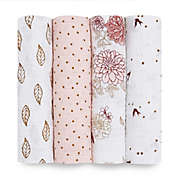 aden + anais&reg; 4-Pack Dahlia Muslin Swaddle Blankets in Pink