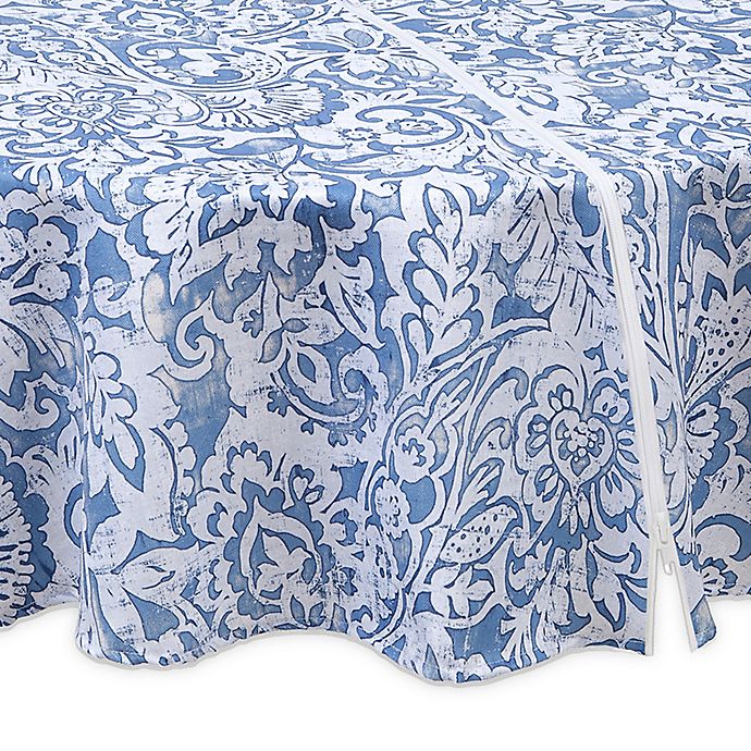 Paisley Scroll Round Indoor Outdoor, 70 Inch Round Tablecloth With Umbrella Hole
