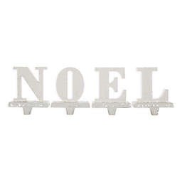 Glitzhome 4-Piece "Noel" Stocking Holder Set in White