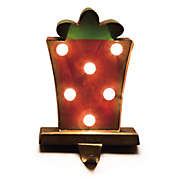 Glitzhome Gift Box Marquee LED Lighted Stocking Holder in Red