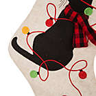 Alternate image 2 for Glitzhome &quot;Meow&quot; Cat LED Embroidered Christmas Stocking in White/Black/Red