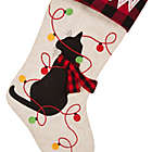 Alternate image 7 for Glitzhome &quot;Meow&quot; Cat LED Embroidered Christmas Stocking in White/Black/Red