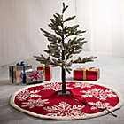 Alternate image 1 for Glitzhome 48&quot; Knitted Snowflake Christmas Tree Skirt in Red