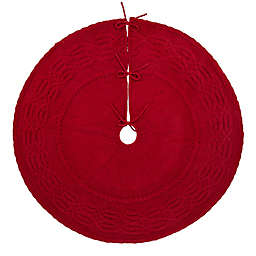 Glitzhome 52" Knitted Christmas Tree Skirt in Red