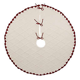 Glitzhome 52" Knitted Christmas Tree Skirt in White