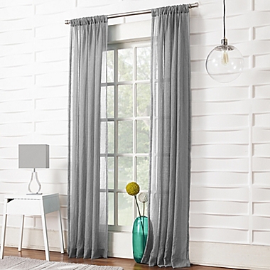 No. 918&reg; Loudres 95-Inch Rod Pocket Semi-Sheer Window Curtain Panel in Grey (Single). View a larger version of this product image.