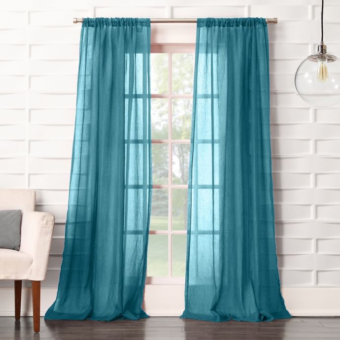 No 918 Lourdes Rod Pocket Semi Sheer Window Curtain Panel Bed