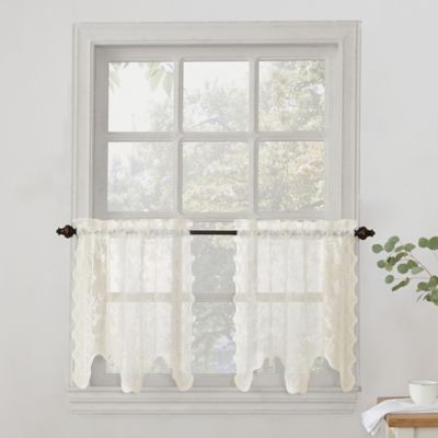 No.918&reg; Alison Lace Scalloped Sheer 24-Inch Kitchen Window Curtain Tier Pair in Ivory