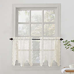 No.918® Alison Lace Scalloped Sheer 24-Inch Kitchen Window Curtain Tier Pair in Ivory