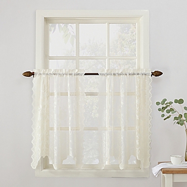 No.918&reg; Alison Lace Scalloped Sheer 36-Inch Kitchen Window Curtain Tier Pair in Ivory. View a larger version of this product image.