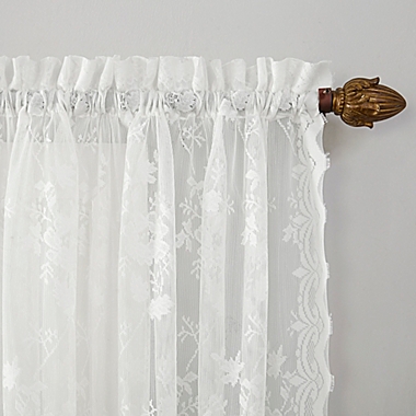 No.918&reg; Alison lace Scalloped 84-Inch Rod Pocket Sheer Curtain Panel in White (Single). View a larger version of this product image.