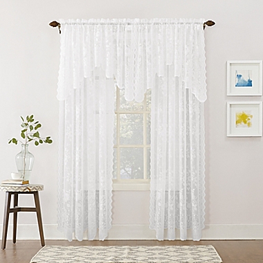 No.918&reg; Alison Lace Scalloped Rod Pocket Sheer Window Curtain Panel (Single). View a larger version of this product image.