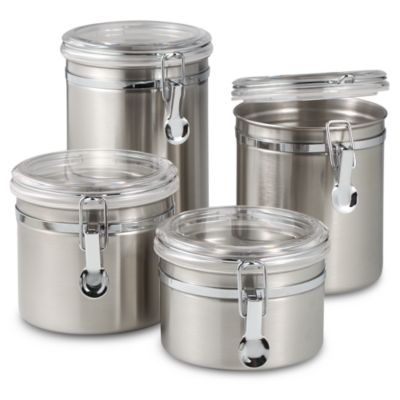 Oggi&trade; Airtight Stainless Steel Canisters with Acrylic Tops (Set of 4)