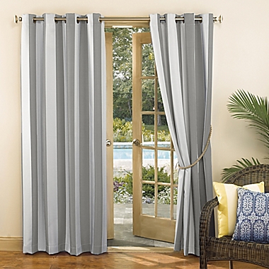 Sun Zero&reg; Valencia Cabana Stripe 108-Inch Indoor/Outdoor Curtain Panel in Indigo (Single). View a larger version of this product image.
