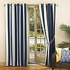Alternate image 1 for Sun Zero&reg; Valencia Cabana Stripe 108-Inch Indoor/Outdoor Curtain Panel in Indigo (Single)