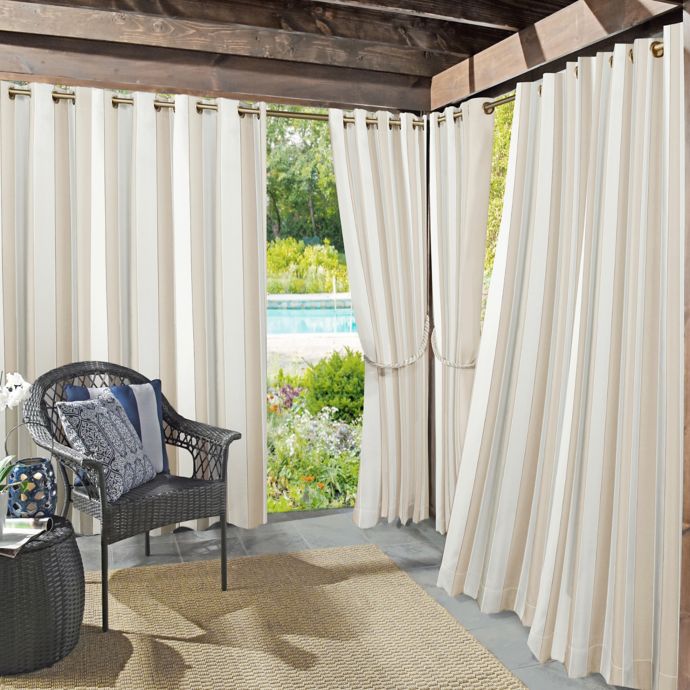 Sun Zero Valencia Cabana Stripe Indoor Outdoor Window Curtain Panel Single Bed Bath Beyond