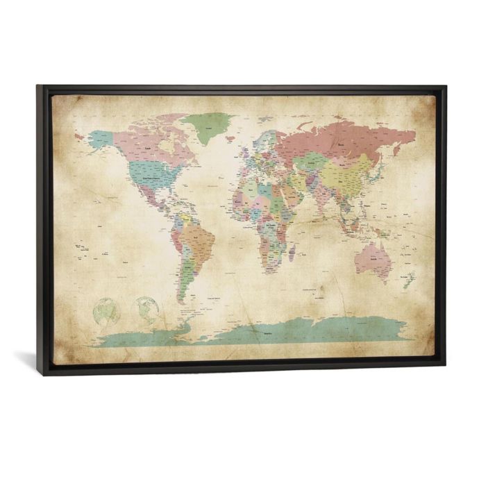 iCanvas World Cities Map Canvas Wall Art with Black Frame | Bed Bath ...