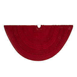 Glitzhome 48" Knitted Acrylic Christmas Tree Skirt in Red