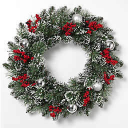 Gerson International 24" Mixed Snow and Glitter Wreath