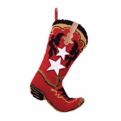 Glitzhome&reg; 19.69-Inch Hooked Boot Stocking in Red/Black