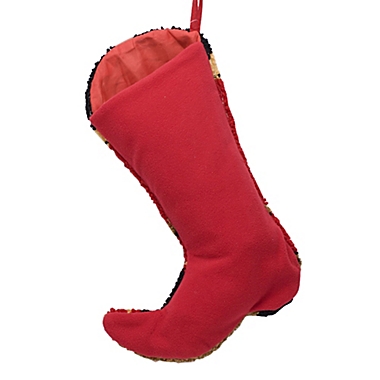 Glitzhome&reg; 19.69-Inch Hooked Boot Stocking in Red/Black. View a larger version of this product image.