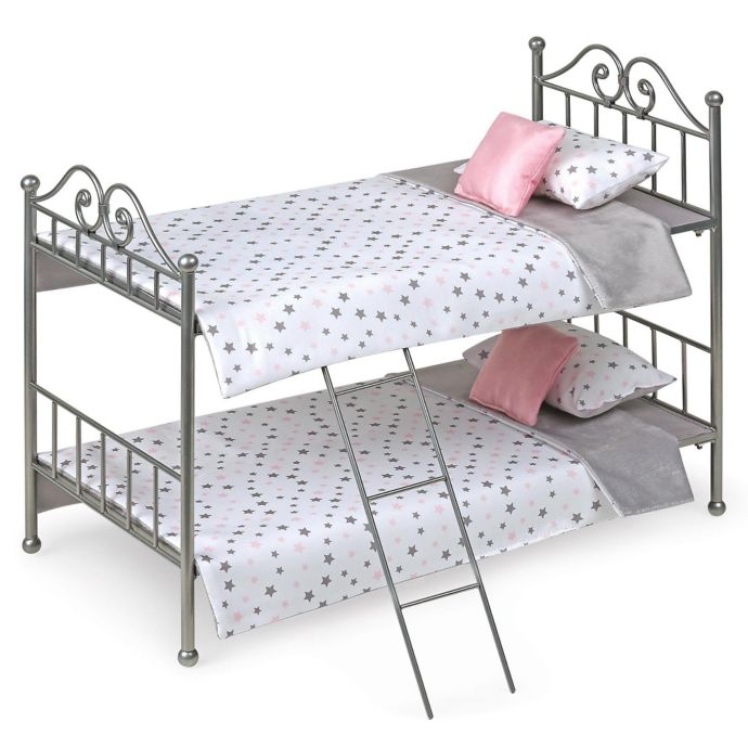 Badger Basket Scrollwork 8 Piece Doll Bunk Bed Set In Silver