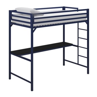 EveryRoom Mason Twin Loft Bed with Desk in Blue