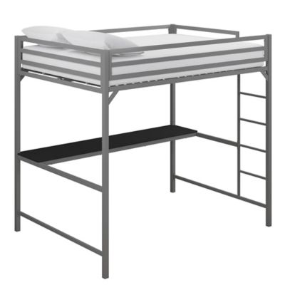 white loft bed metal