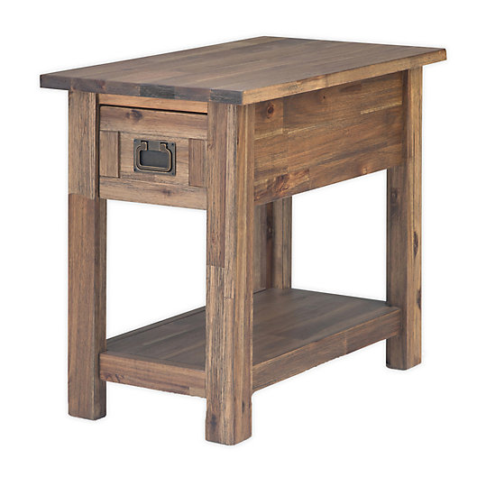 Simpli Home Monroe Solid Acacia Wood, Narrow Lamp Table With Drawer