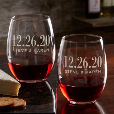 The Big Day Personalized 21 oz. Stemless Wine Glass