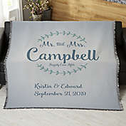 Mr. &amp; Mrs. Personalized Wedding &amp; Anniversary 50-Inch x 60-Inch Woven Throw