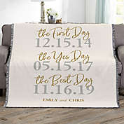 The Best Day Personalized 56-Inch x 60-Inch Wedding Woven Throw
