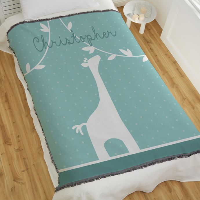 Baby Zoo Animals Personalized 56Inch x 60Inch Woven Throw Blanket