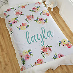 Floral Baby Personalized 50-Inch x 60-Inch Sweatshirt Blanket