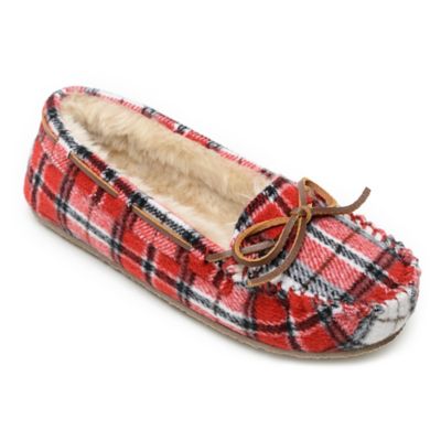 ladies red tartan slippers