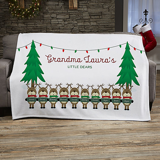 Alternate image 1 for Reindeer Family Character Personalized 50-Inch x 60-Inch Sweatshirt Blanket