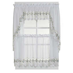 Vintage Sheer 24-Inch Window Curtain Tier Pairs in White/Blue